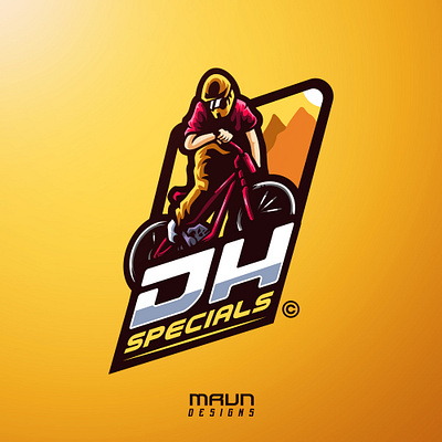 dhspecials badge bmx bold bold font branding cool design gaming logo illustration logo mascot red sports typogaphy vector yellow