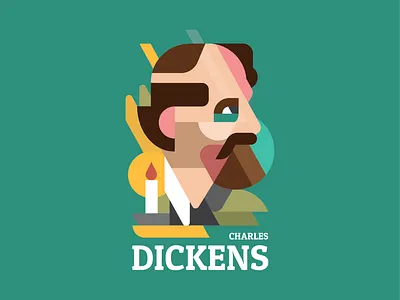 Charles Dickens 2d abstract author book charles charles dickens christmas christmas carol design dickens english english book flat geometric green illustration minimal portait vector writer