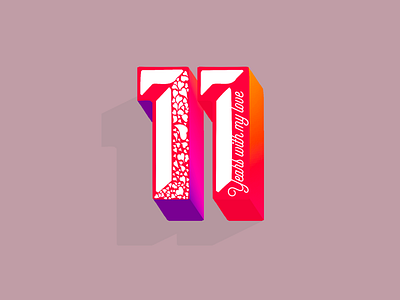 11 Years 11 heart love orange pink purple red years