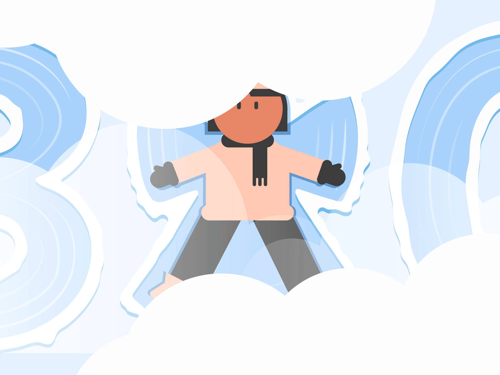 Twitter Milestone 3 300 animation animations characters cute design flat gif girl graphic ice illustration illustrations minimal motion numbaer snow snow angel twitter vector