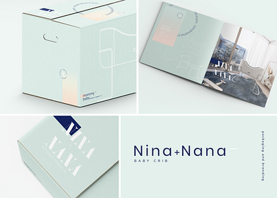 NINA+NANA baby crib branding and identity packaging pastel color