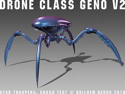 Drone Class Geno V2 3d alien aliens biological biomechanical board game boardgame bug concept art creature creatures digital 3d future futuristic sciencefiction scifi