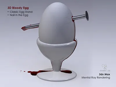 3D Bloody Egg 3d animation 3d art 3d artist 3d object 3dmodeling character game art icon logo objects texture