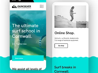 Quiksilver Surf School Website Design concept design digital graphic mobile uxdesign web design website website design
