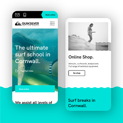 Quiksilver Surf School Website Design concept design digital graphic mobile uxdesign web design website website design