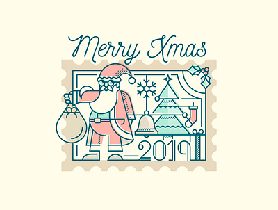 Santa Stamp 2020 character characterdesign christmas design flat graphic design illustration merrychristmas newyear santa vector xmas