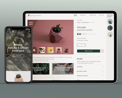 E-commerce design app colorful design ecommerce mobile natural online shop online store plants product design responsive responsive design shop succulents ui ux webdesign website
