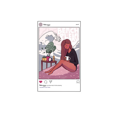 Beach Please design girlillustration illustration tea