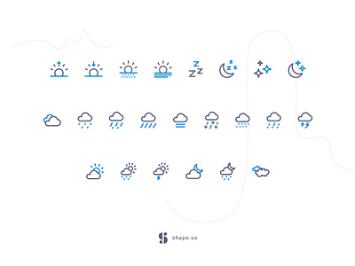 Weather Icons app branding clouds design icon set icons iconset illustration line minimal mockup simple ui ux weather weather app weather icons web web design website