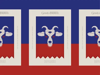 Game of Thorns banner blue cream crest flag game goat illustration of poster red sigil texture thorns thrones type typography