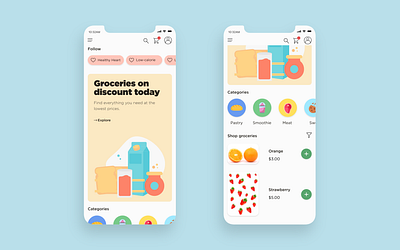 Groceries adobe xd android app application colors design digital flat food groceries health invisionapp ios minimal mobile mobile app design shopping ui ux