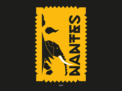 Nantes - Illustration black elephant illustration typography vector yellow