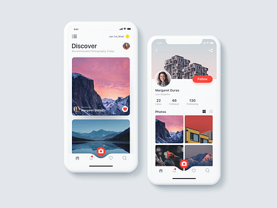 Photo Social app clean design flat mobile natural photo photography social type typography ui ux white