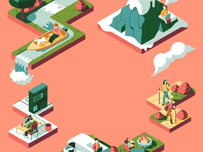 Digital Nomad book cover character digital folioart illustration isometric landscape muti publishing travel work
