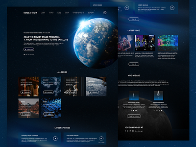 Podcast website dark dark theme dark ui design desktop galaxy graphic design interface podcast redesign redesign concept space typography ui user interface ux web