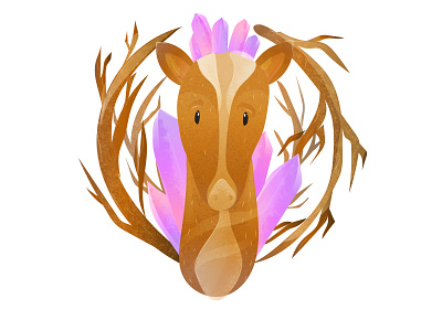 Crystal deer bambi bright brush cartoon character cartoon illustration children book illustration colorful crystal cute deer deer illustration forest gradient illustraion lovely magic texture tree vector