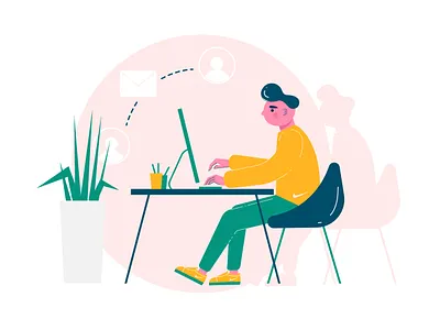 man sent an email adobe illustrator business computer email email icon illustration lineart man man sent an email management send icon sending vector vector illustration