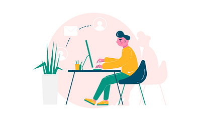 man sent an email adobe illustrator business computer email email icon illustration lineart man man sent an email management send icon sending vector vector illustration