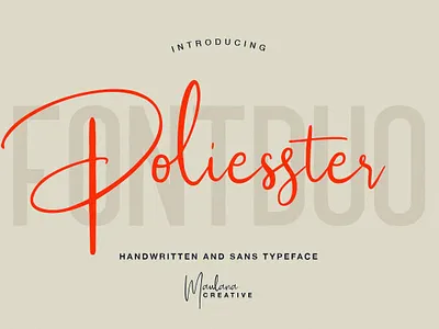 Poliesster - Font Duo (Script & Sans) branding design font font collection font design font duo fonts graphic design handwritten font lettering logo font logotype sans serif script font typedesign typeface typefaces typography vintage fonts vintage lettering