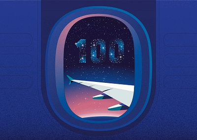 100 years digital flight folioart illustration night peter greenwood plane stars texture travel