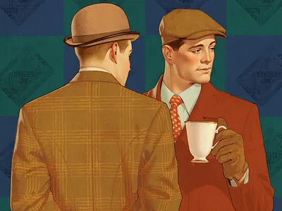Coffee time 30s ads coffee illustration retro vintage