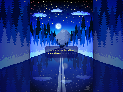 New Year 2020 aesthetic blackorbitart blue colorful creative forest graphics design happy new year illustration landscape minimalism moon mountains night sky vector vector graphics video game