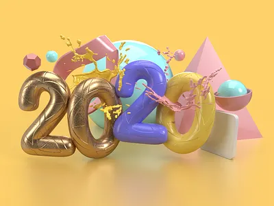 Happy 2020 adobe dimension artwork