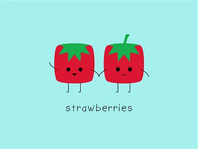Strawberry Cubes food fruit illustration strawberries strawberry