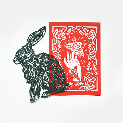 Die Cuts diecut drawing floral hare