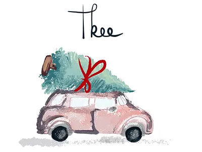 Christmas Tree artist christmas digitalart illustration lettering postcard procreate texture tree