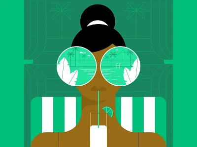 MGM - Cabanas illustration palm tree pool vegas