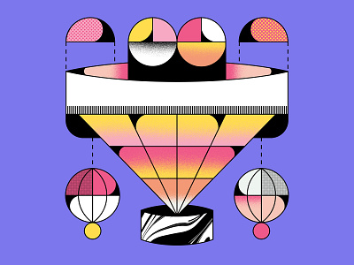 Hot Air Baloon abstract balloon colorful design flat flat design geometric geometric design globe gradient graphic design hot air balloon illustration purple retro universe vector