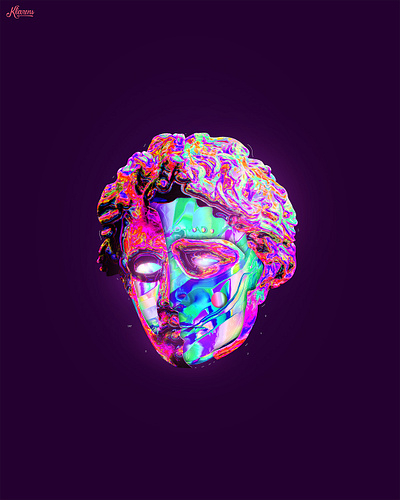Chromatic Statue Art art artwork blue chromatic chrome colorful glitch glitchart glow gradient illustration minimal minimalist modern pink poster retro statue trendy vivid