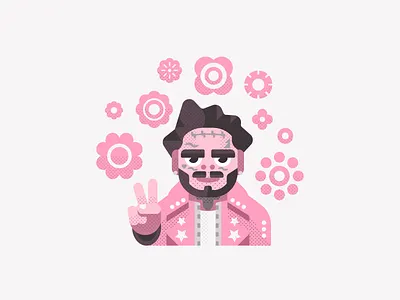 Post Malone artist beard flower flowers hiphop illustration man music nature portrait post postie postmalone rap stars tattoo