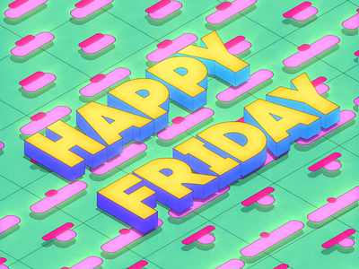 Happy Friday 2danimation 3danimation animation bright colorful design digital art gif glow glowy isometric looping memphis parallel retro retrodesign retrowave techno trendy vaporwave