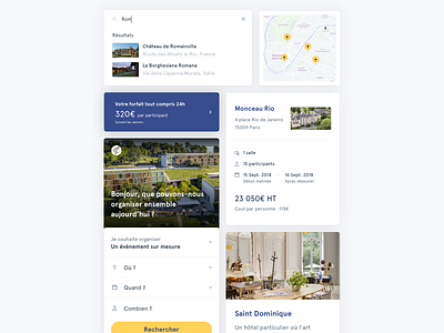 Chateauform components basket booking cards components hotel map reservation search trip uiux website