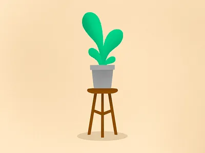 Stool furniture green leaf minimal plant procreate stool