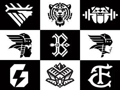 2019 top 9_drib arrow b barbell bulldog design elk g gatorade icon logo mikebruner ram tiger viking weightlifting