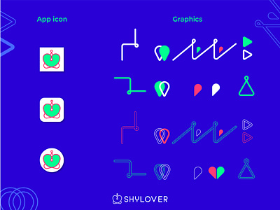 SHYLOVER 2 app branding color design flat icon logo ui ux vector