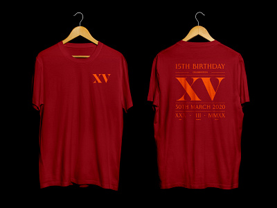 Roman numeral 15th birthday typographic layout - T-shirt 2 15 ancient birthday brand brand identity branding celebration design history logo manchester roman roman numerals tee tshirt typography