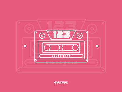 Collective 123 123 2016 collective design flat graphic illustration logo music music cassettes pink recorded since vector vintage white