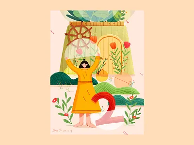 2 2020 design girl illustration trees