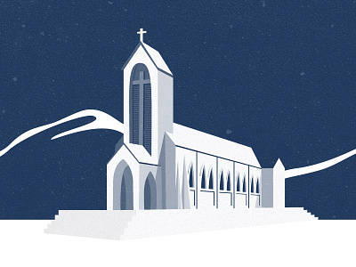 Stone Church Sa Pa - Nhà thờ đá Sapa flat illustration illustration landscape illustration minimalist minimalist illustration nguyentantai vector illustration vietnam vietnam designer vietnam illustration