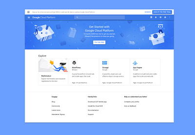 Google Cloud Platform Getting Started branding cloud design developer illustration onboarding ui ux web