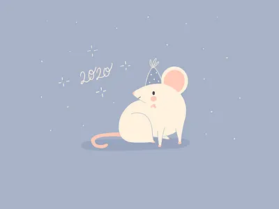 2020 2020 animal animals animals illustrated baby baby mouse babyillustration blue celebration colorpalette cute doodle holidays illustration mouse mouseyear new year newyear party hat stars