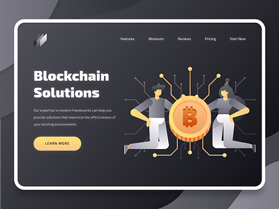 Blockchain Landing Page 1 2d bitcoin blockchain businessstartup crypto wallet cryptocurrency ethereum finance fintech flat illustration landing page landing page ui modern money startup ui uiux vector web design