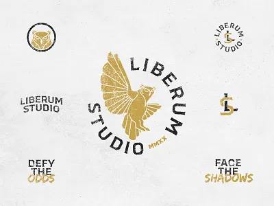 Liberum Studio Identity System | 2020 boutique brand brand identity brand identity system branding branding design concrete grunge grunge texture identity identity designer identity system identitydesign logo monogram owl studio system texture visual identity