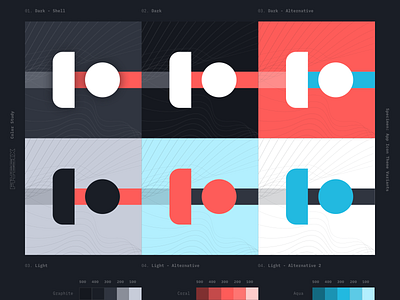 FiveSix: Color Study aqua brand design color color palette colors coral dark mode fivesix graphite illustration light mode palettes play play icon vector visual design waves