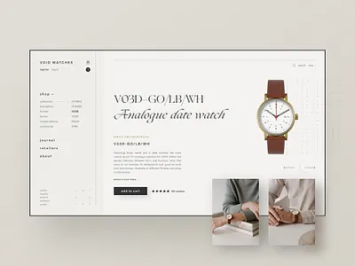 Void Watches e-commerce exploration brand identity categories clean ui e commerce e commerce ecommerce fashion minimal minimalism scandinavian shop shopify shopping cart sidenav simple typography watch watches web design webflow