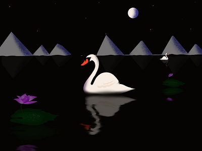 Swan and lotus lake digital art... drawing swan procreate lotus lake swan swan digital art